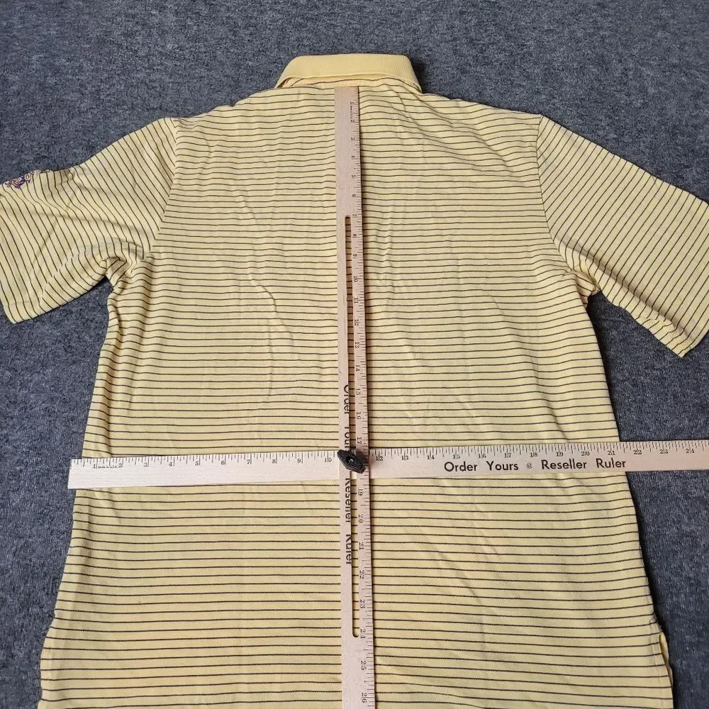Polo Ralph Lauren Golf Shirt Men's Sz M Yellow Striped Trump National Golf Club